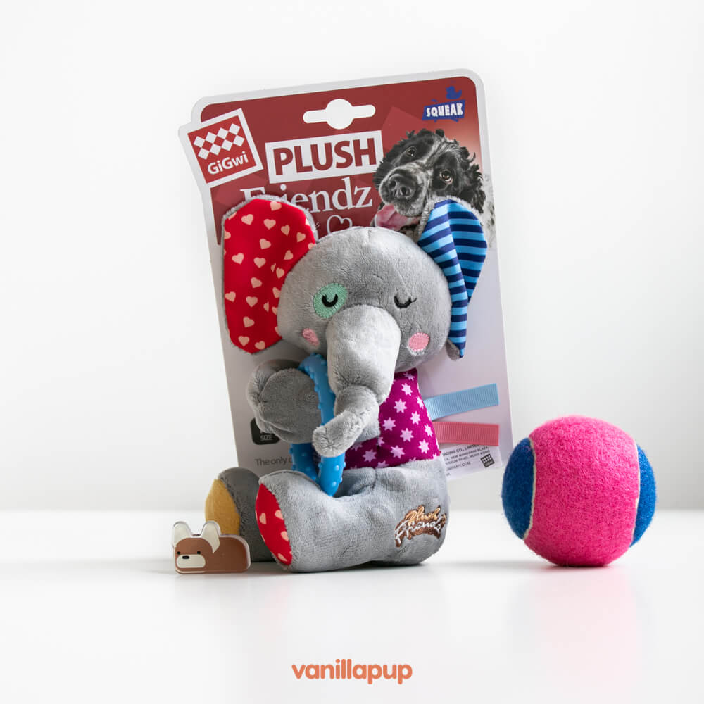 GiGwi Plush Friendz with TPR Ring Dog Toy | Elephant
