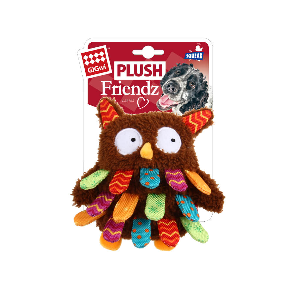 GiGwi Plush Friendz Squeaky Dog Toy | Owl