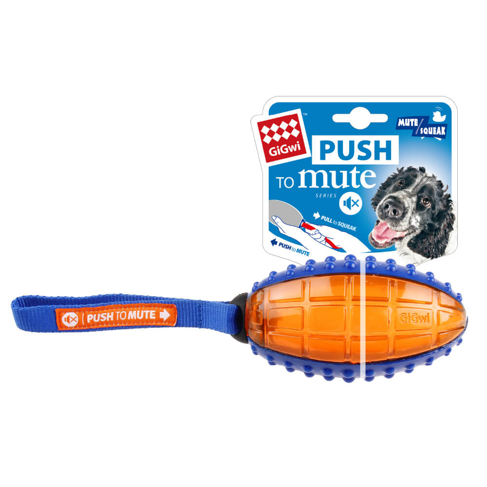 GiGwi Push To Mute Dog Toy | Rugby Ball