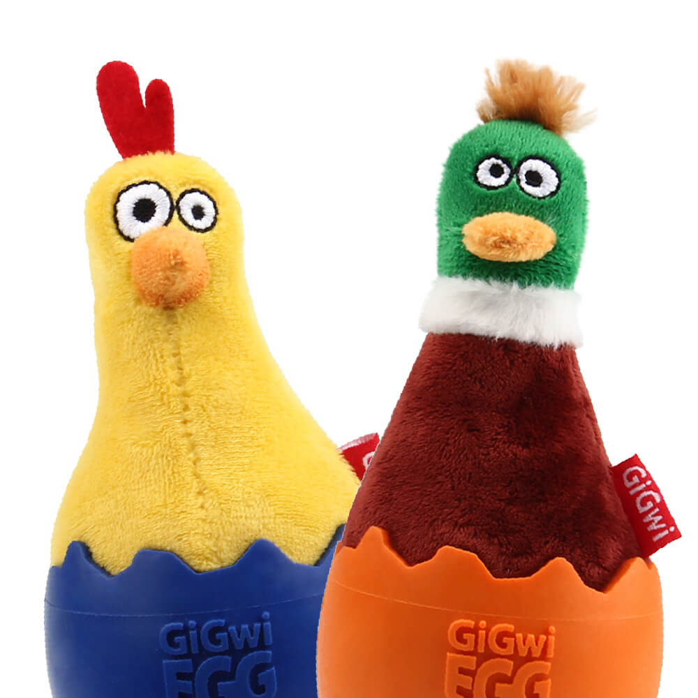 GiGwi Egg Wobble Rubber & Plush Dog Toy