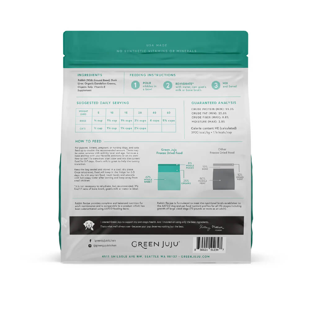 Green Juju Freeze-dried Raw Food | Rabbit & Duck Liver