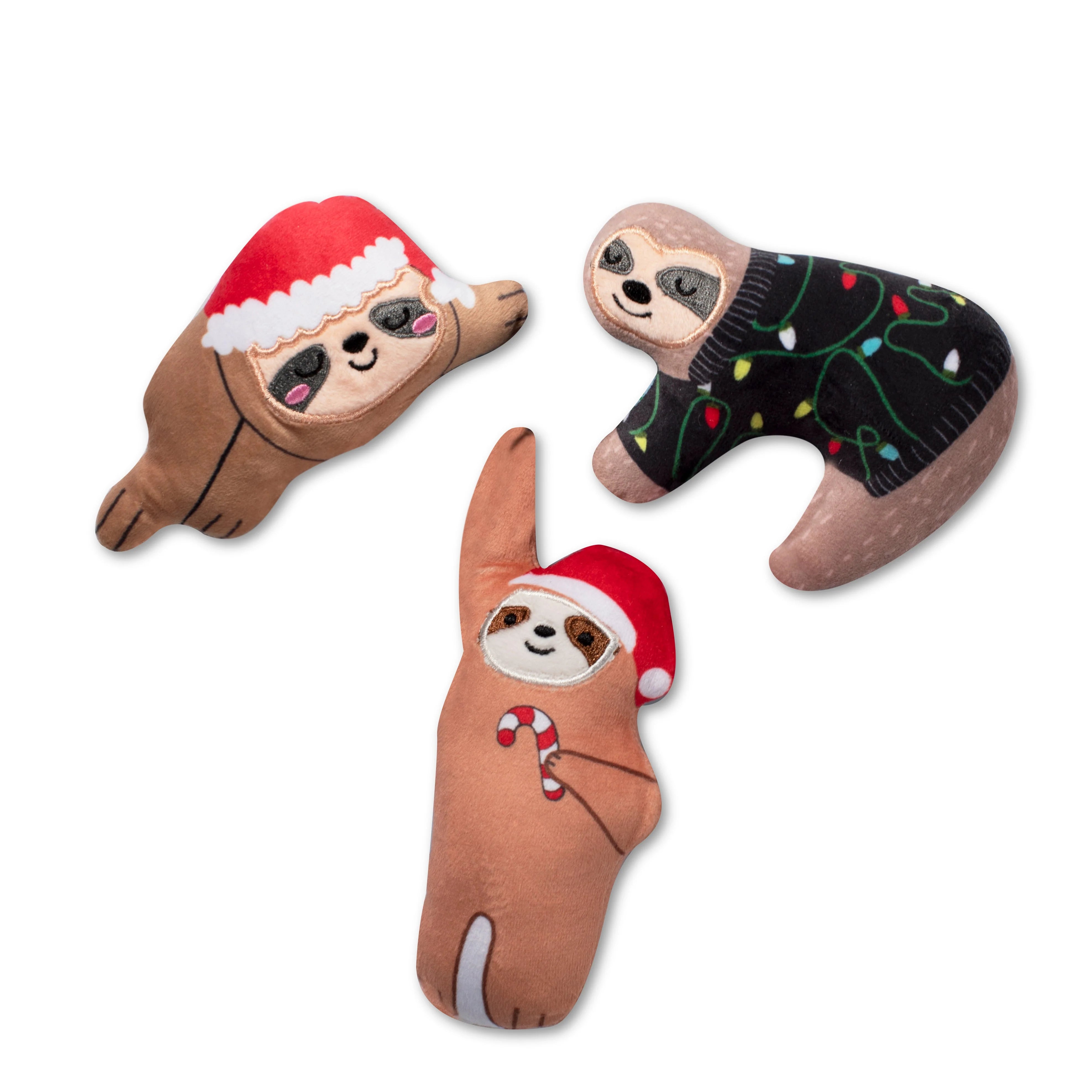 Fringe Studio Mini Christmas Sloths Squeaky Plush Toy