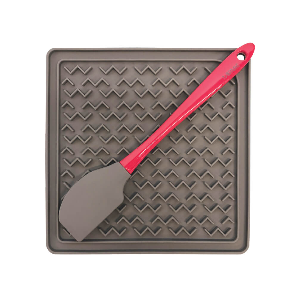 Messy Mutts Silicone Therapeutic Licking Mat with Silicone Spatula