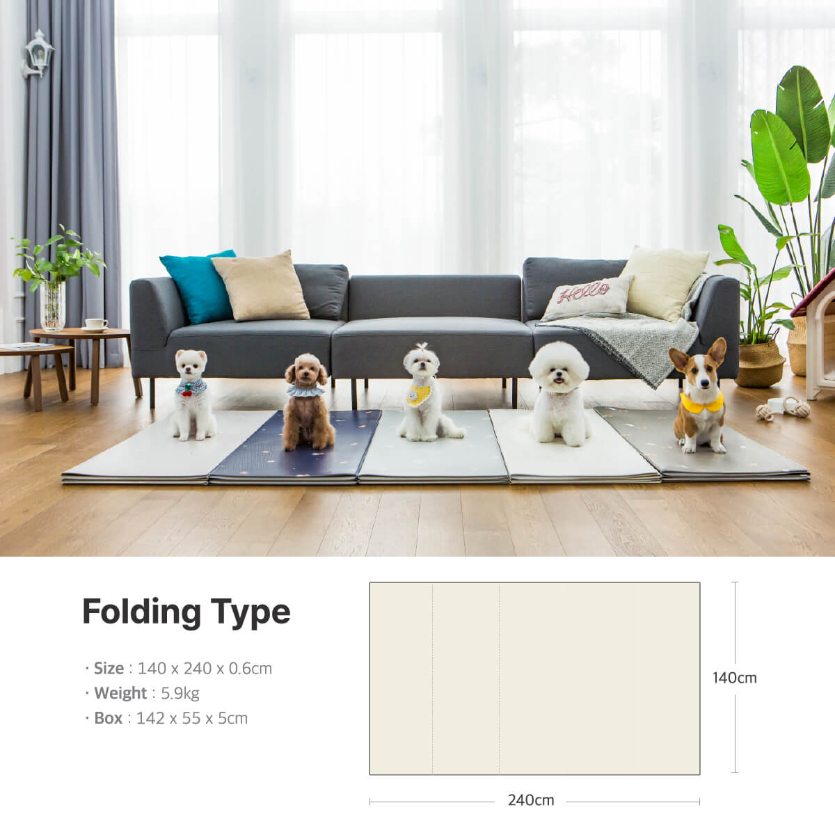 Pupping Pet Mat Folding Type Dog Breed Design