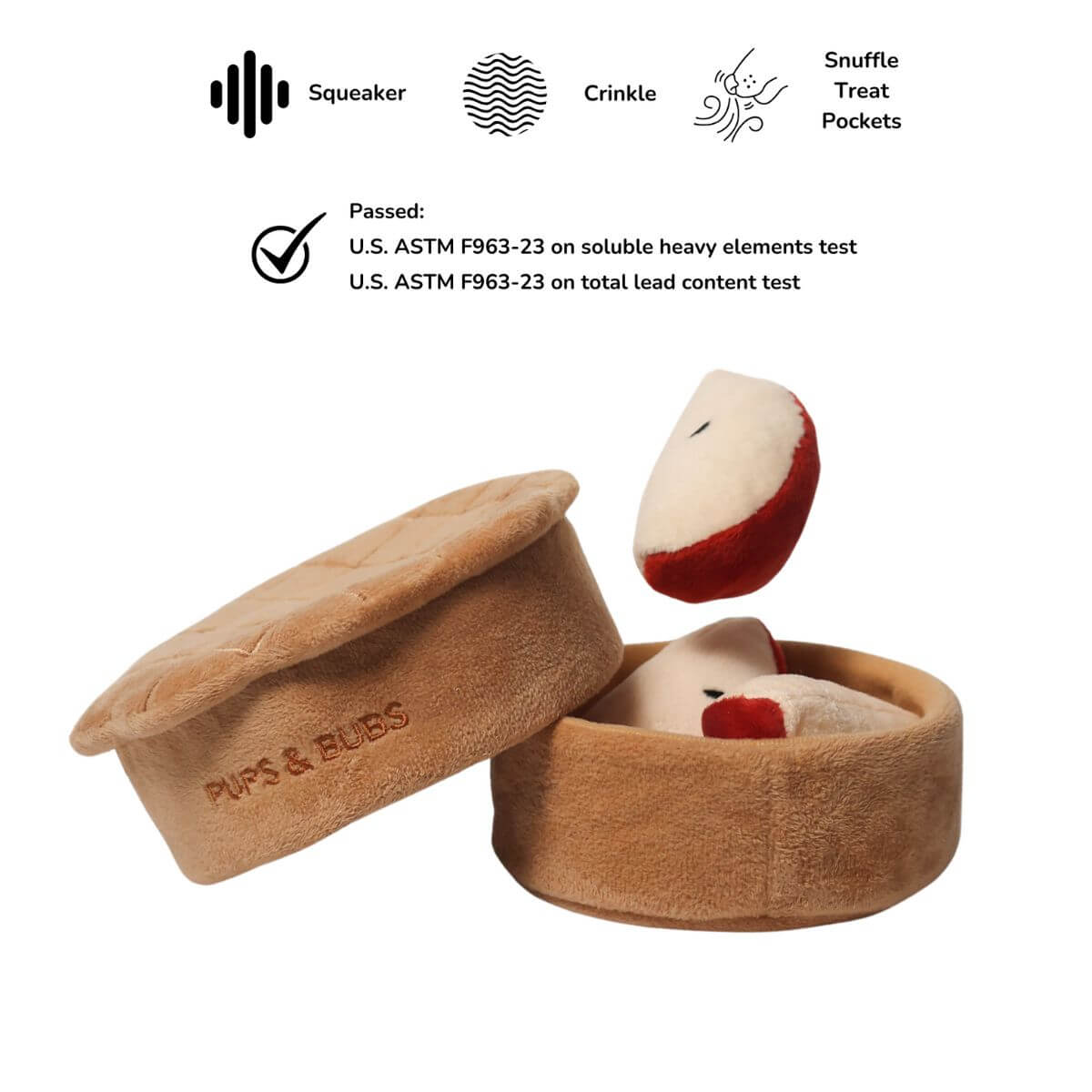 Pups and Bubs Apple Pie Nosework Toy against a white background.