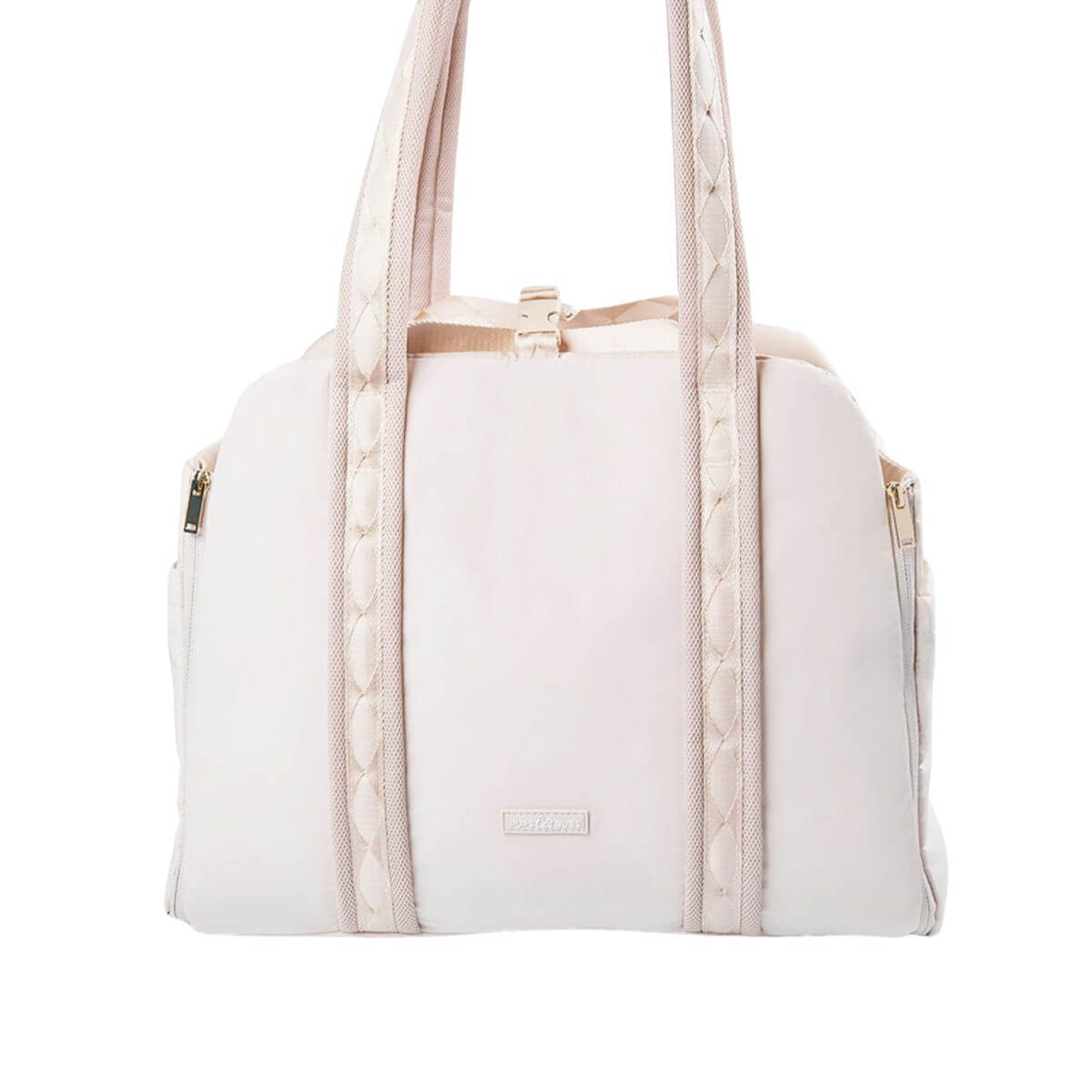 Pups and Bubs Everywhere Convertible Tote Bag Carrier in sand against a white background.