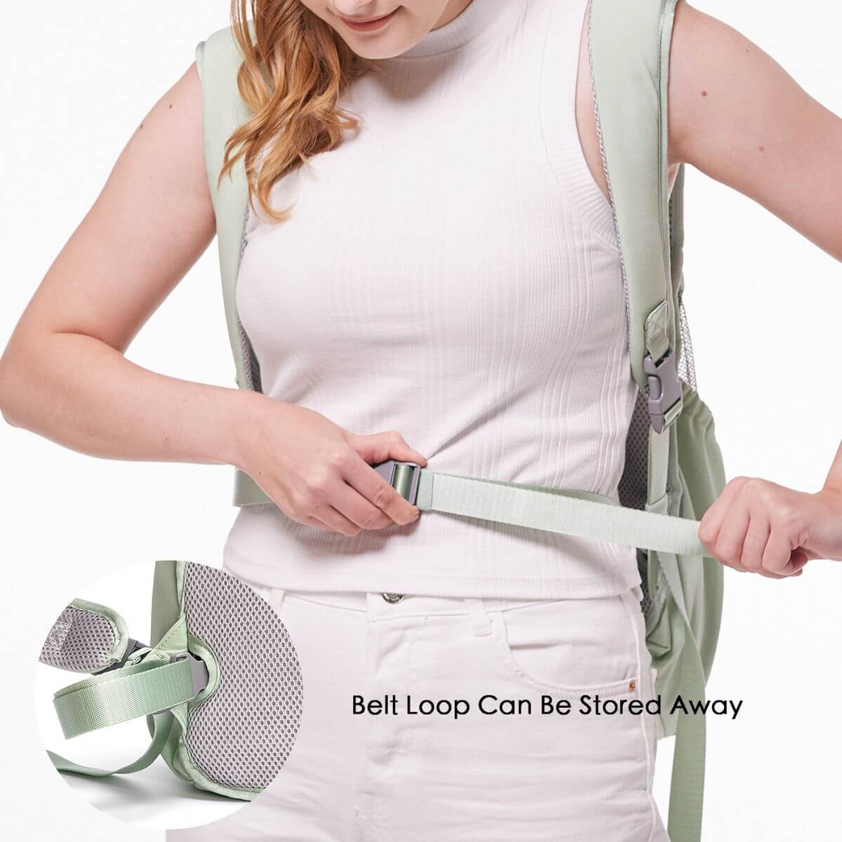 Pups and Bubs Let's Adventure Backpack in Mint Green against a white background.