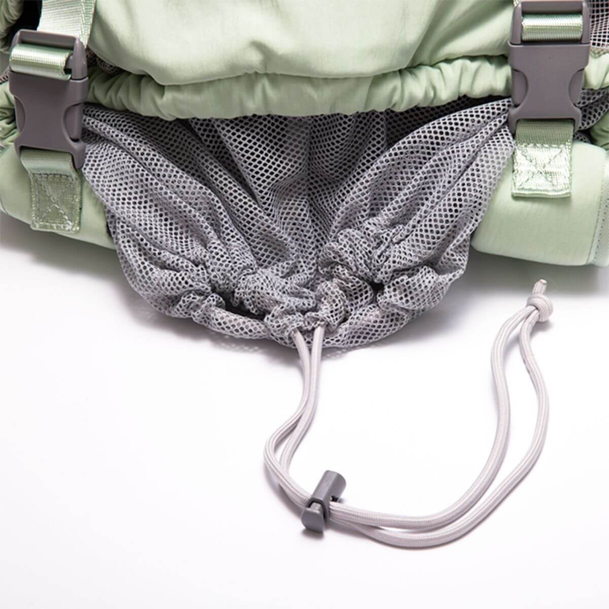 Pups and Bubs Let's Adventure Backpack in Mint Green against a white background.