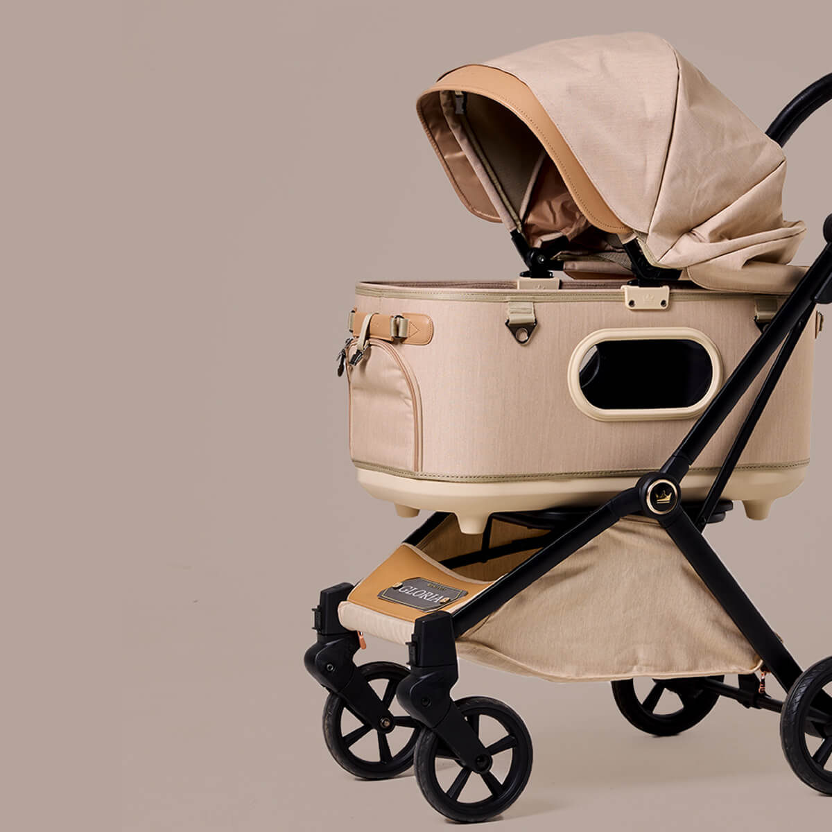 Royal Tails Gloria Pet Stroller w/ Detachable Basket | Beige