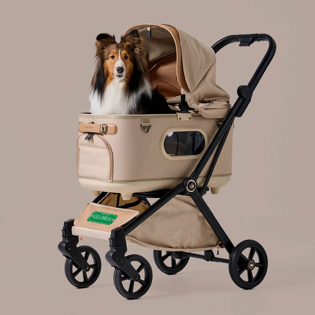 Royal Tails Gloria Pet Stroller w/ Detachable Basket | Beige