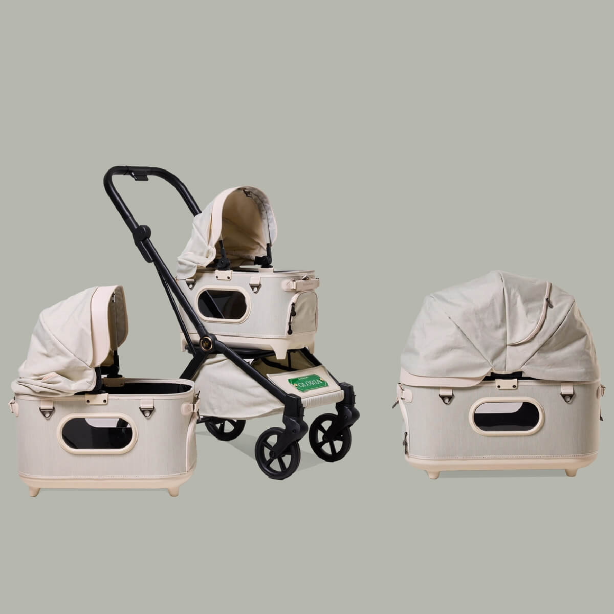 Royal Tails Gloria Pet Stroller w/ Detachable Basket | White Green