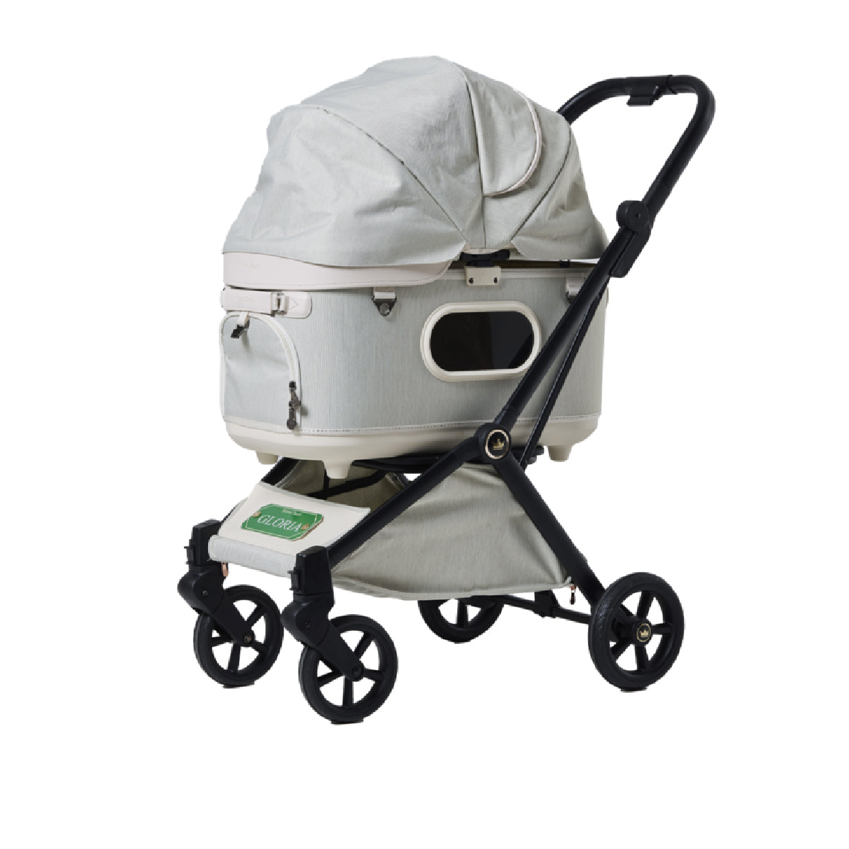 Royal Tails Gloria Pet Stroller w/ Detachable Basket | White Green