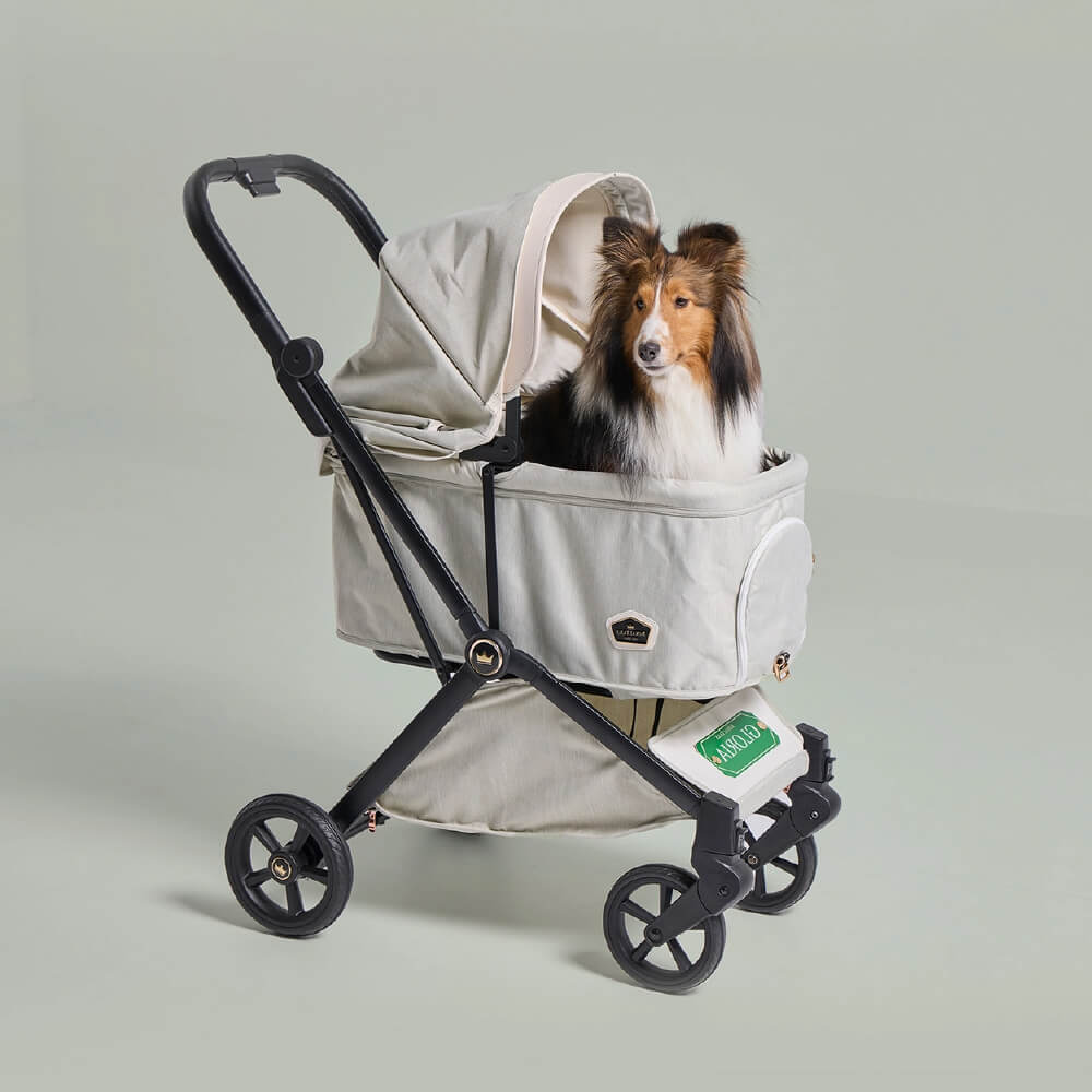 Royal Tails Gloria Foldable Pet Stroller | White Green