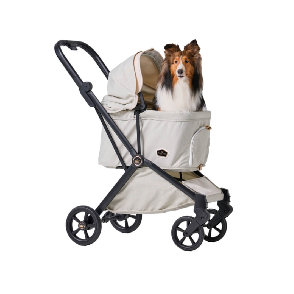 Royal Tails Gloria Foldable Pet Stroller | White Green