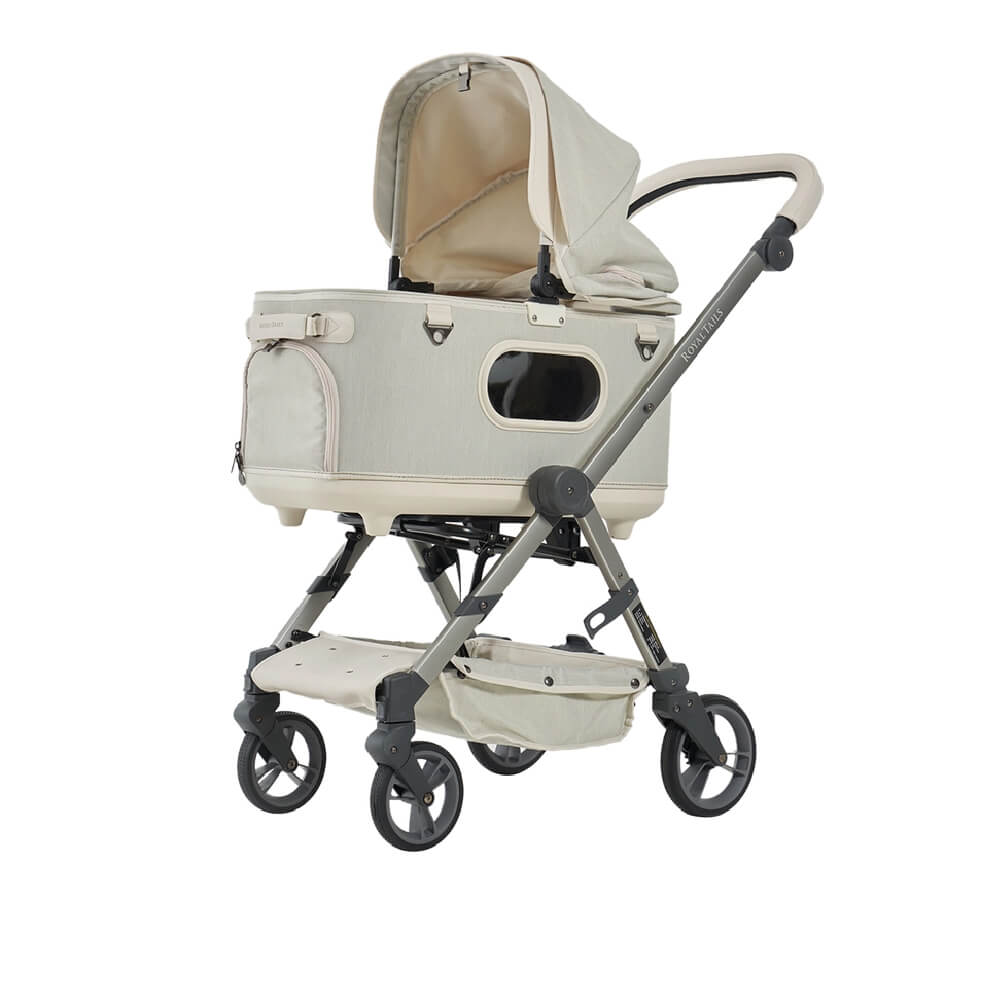 Royal Tails Grace Pet Stroller w/ Detachable Basket | White