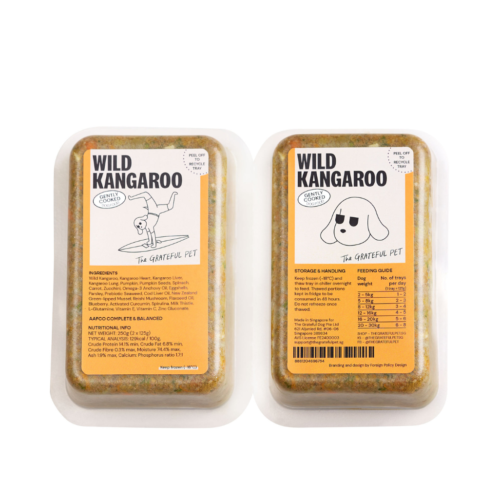 Two packages of Wild Kangaroo pet food on a white background