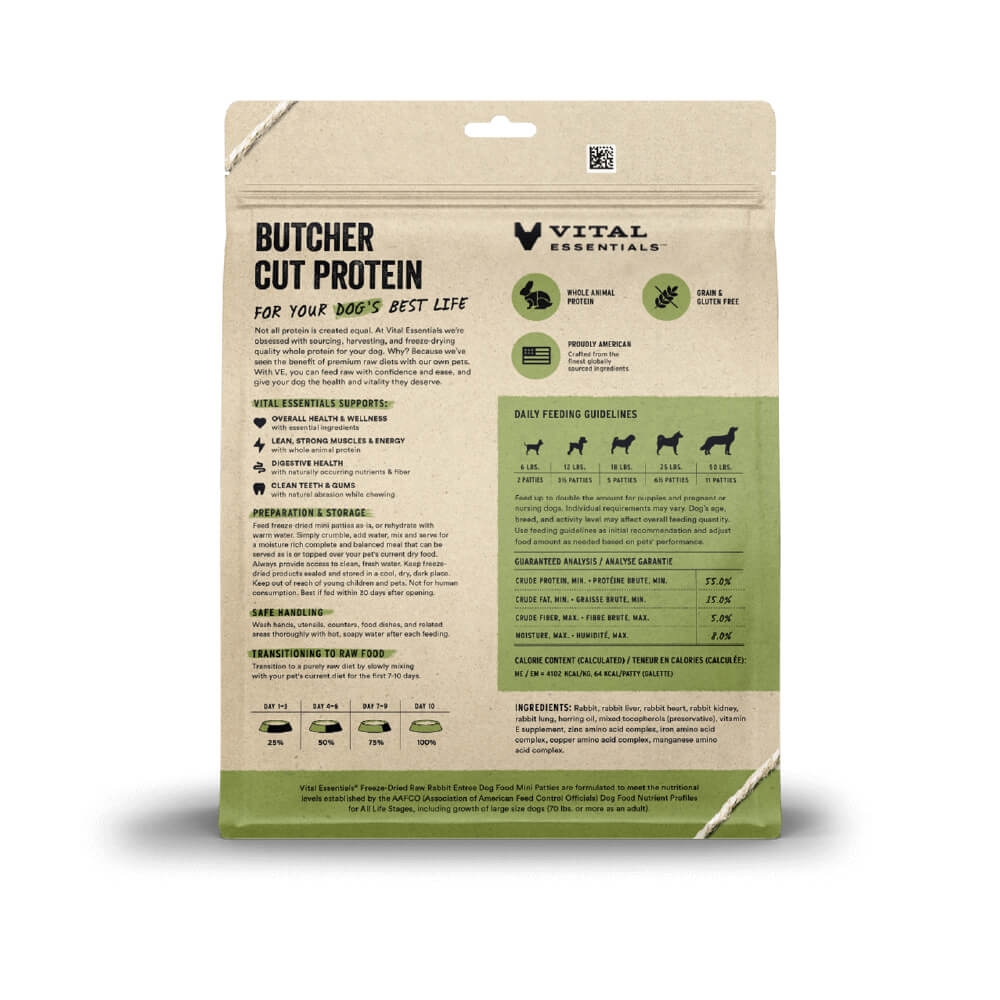 Vital Essentials® Freeze-Dried Mini Dog Food Patties | Rabbit