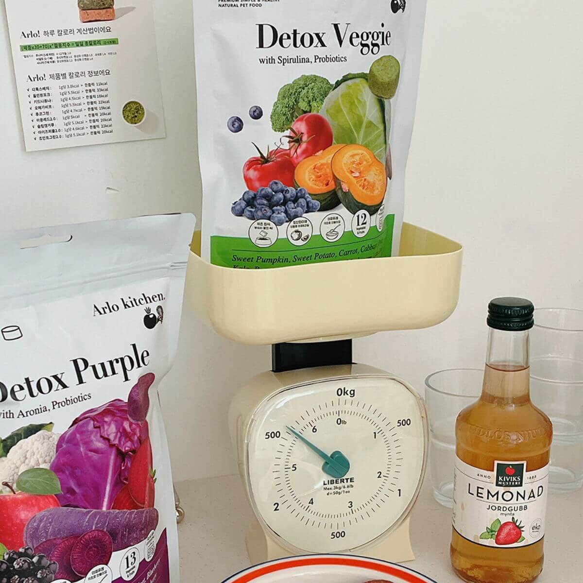 Arlo Kitchen Detox Veggie Patties on a weighing scale.
