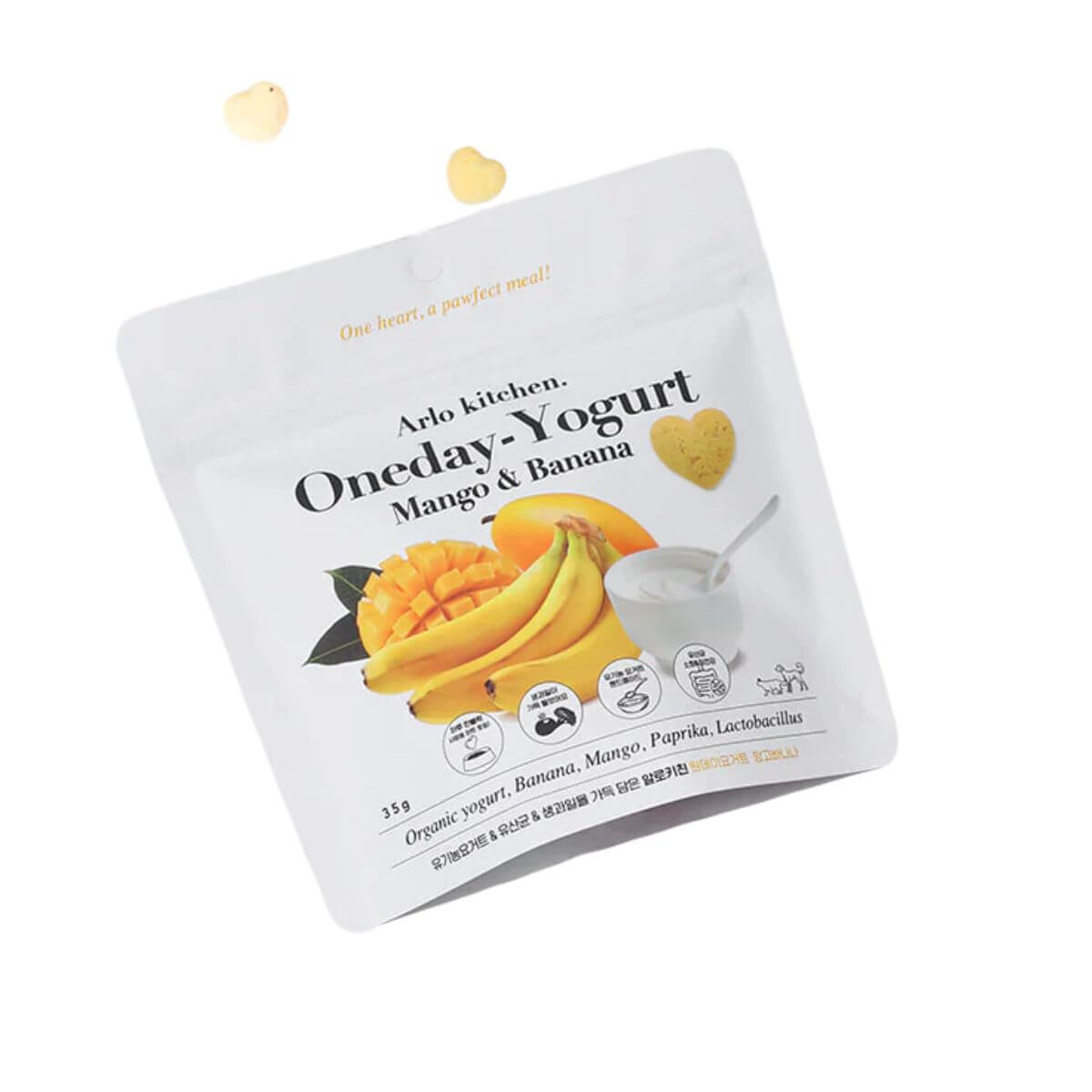 Arlo Kitchen Oneday Yogurt Mango and Banana against a white background.