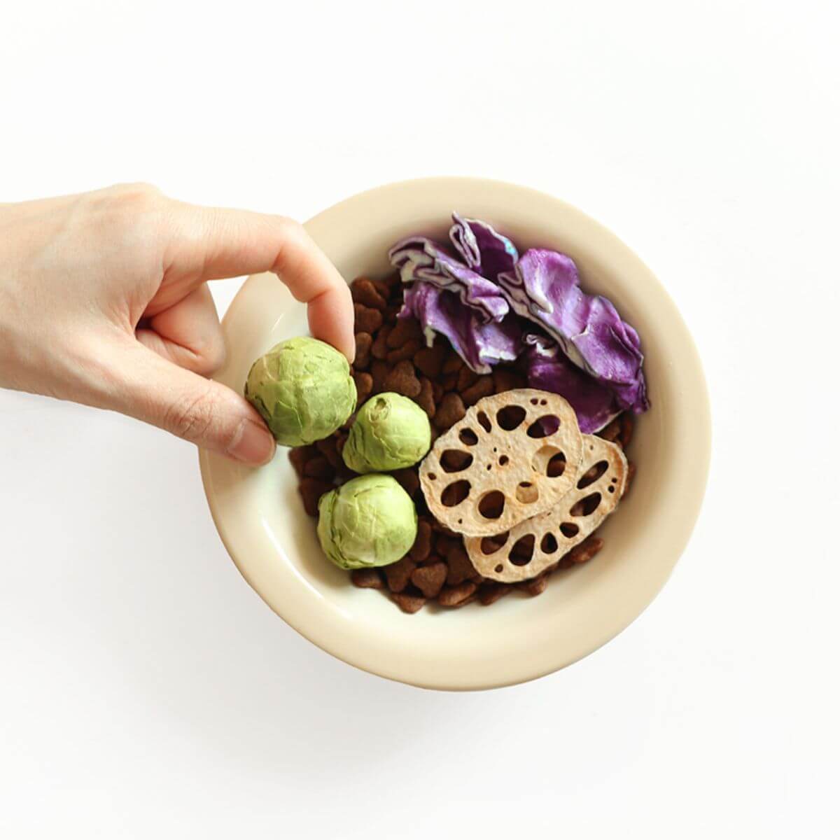 Arlo Kitchen Veggie Chips in a bowl against a white background.
