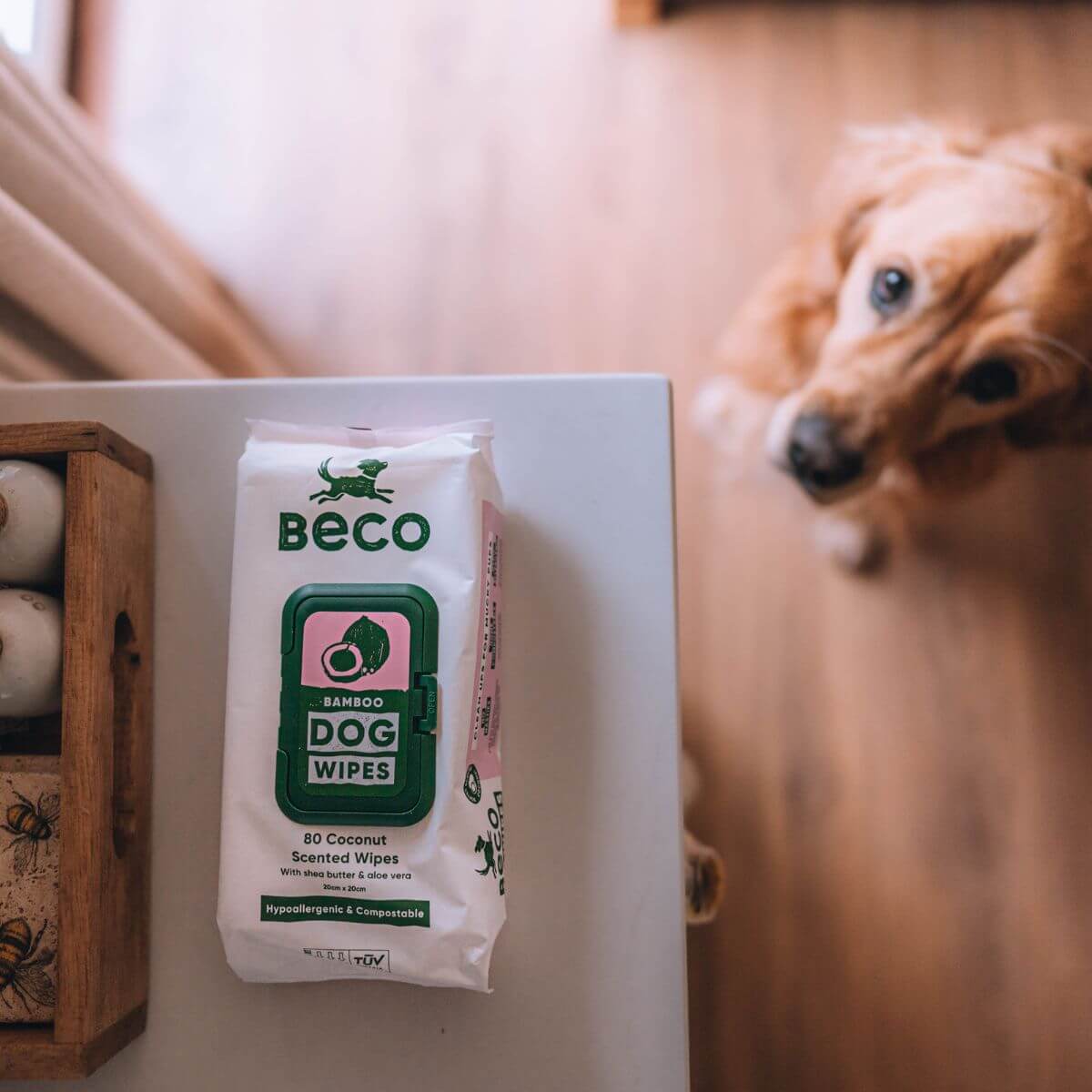 Beco Bamboo Dog Wipes, Coconut Scented, 80 Pack