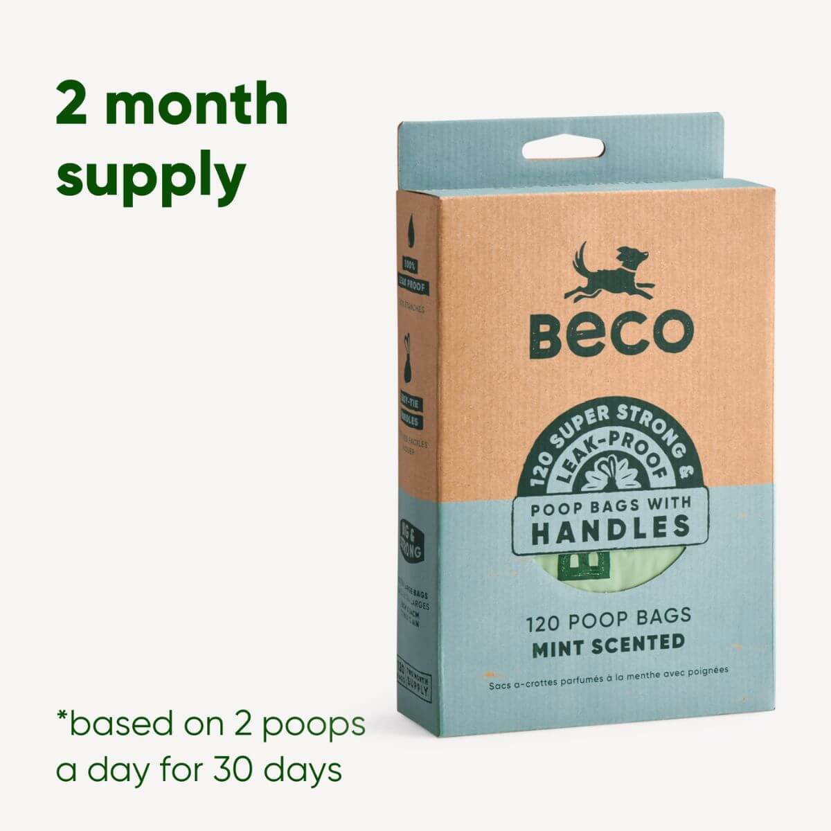 Beco mint scented poop bags with handles 2 month supply. 