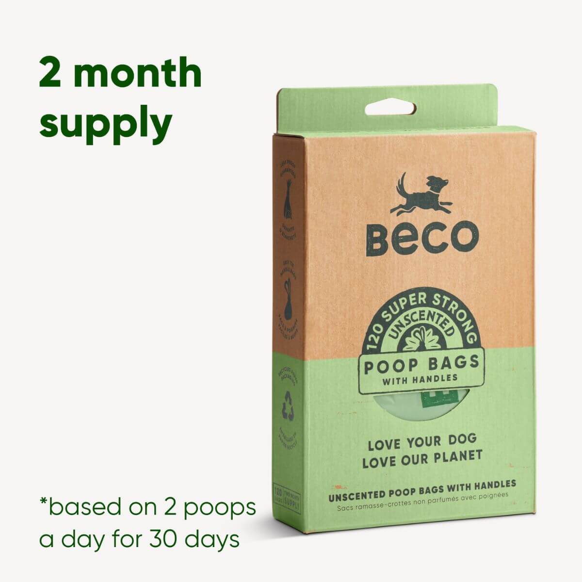 Beco Unscented Poop Bags with Handles 2 month supply.