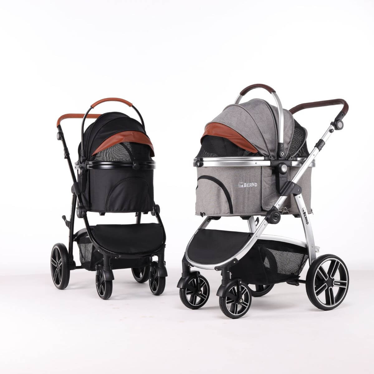 Bernd Pets Prime V2 with ISOFIX Glacier Grey and Raven Black against a white background.