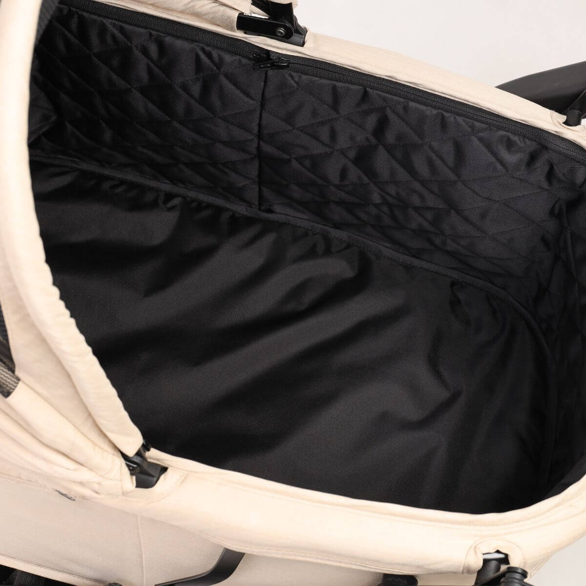 Bernd Pets Autofold Groove Pet Stroller in Latte Beige against a white background.