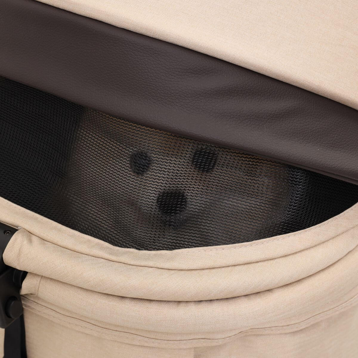 Bernd Pets Autofold Groove Pet Stroller in Latte Beige against a white background.