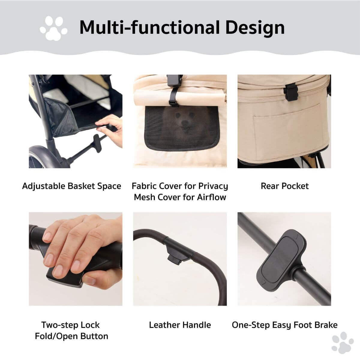 Bernd Pets Autofold Groove Pet Stroller infographic.