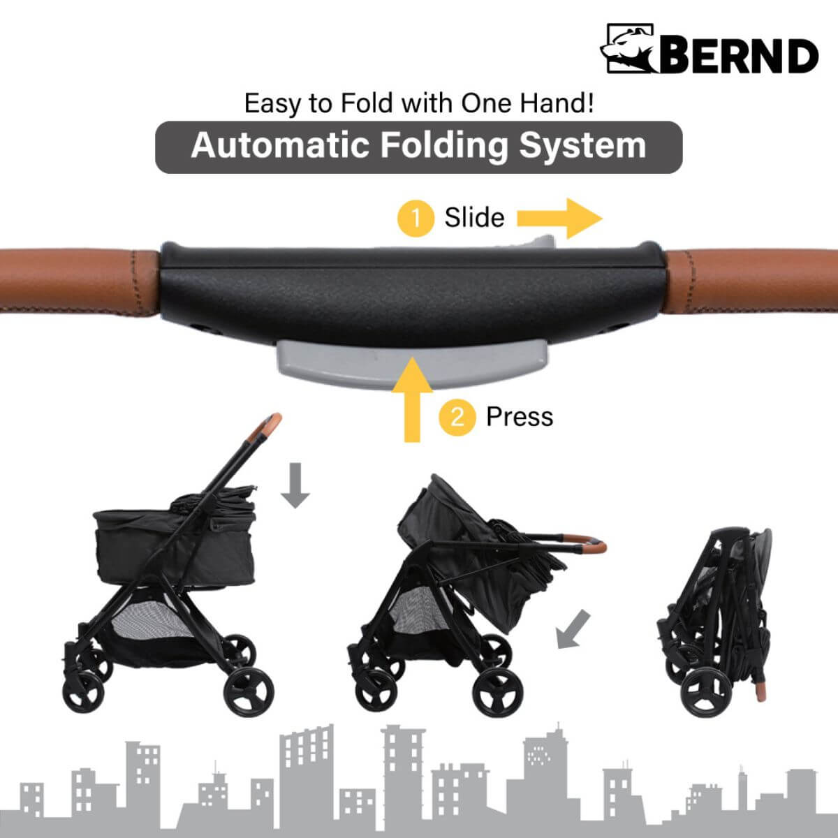 Bernd Pets Autofold Lina in Manatee Grey features.