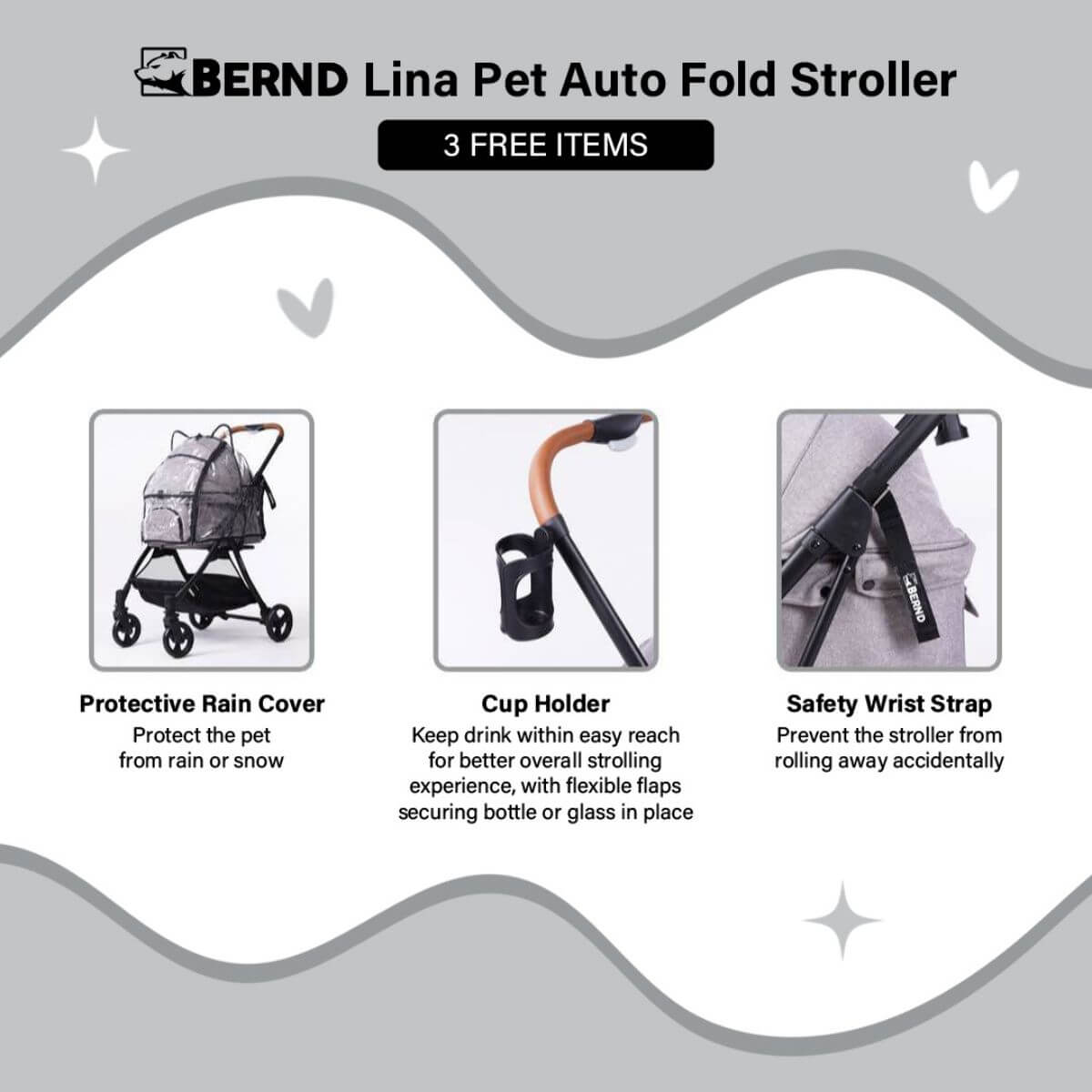 BENRD Pets Autofold Lina Stroller | 4 Colours