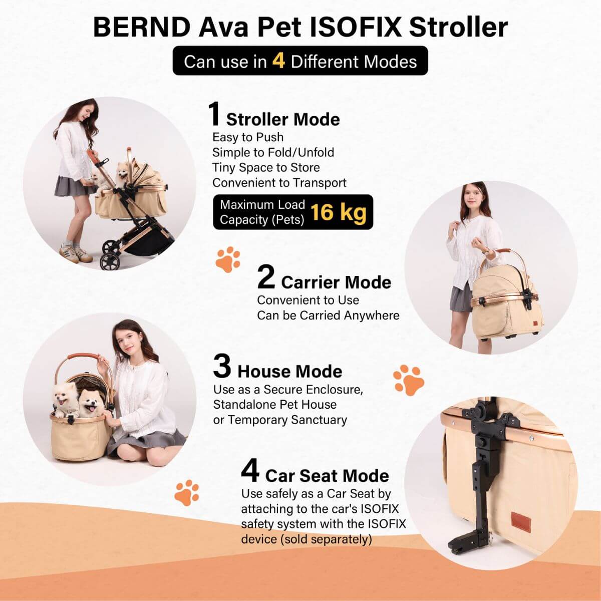 BERND Pets Ava ISOFIX Stroller | 3 Colours
