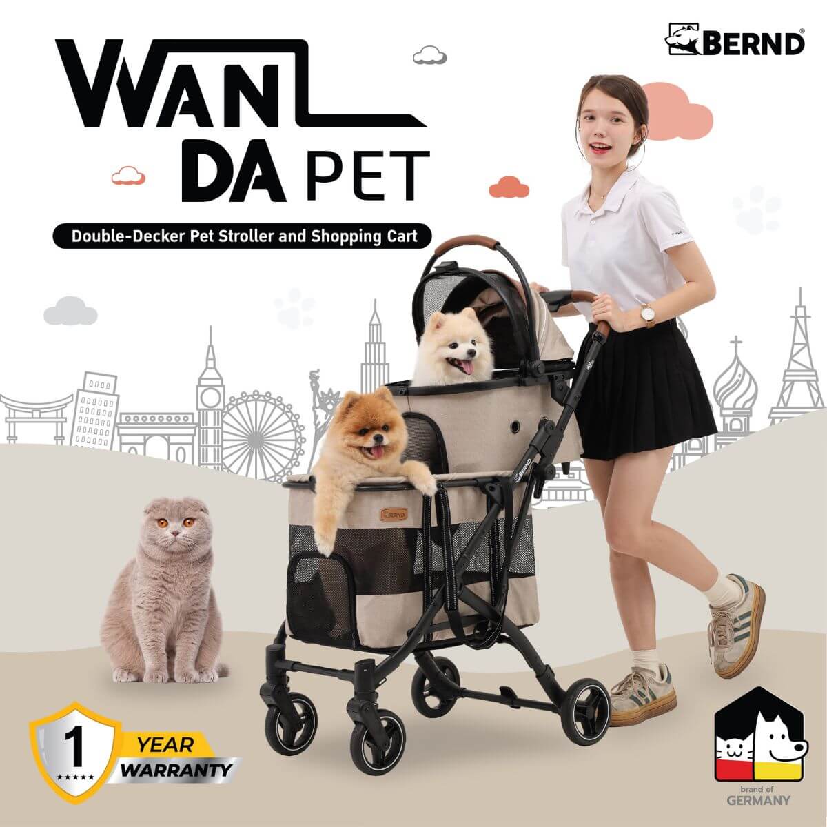 BERND Pets Wanda Pet Stroller | 3 Colours