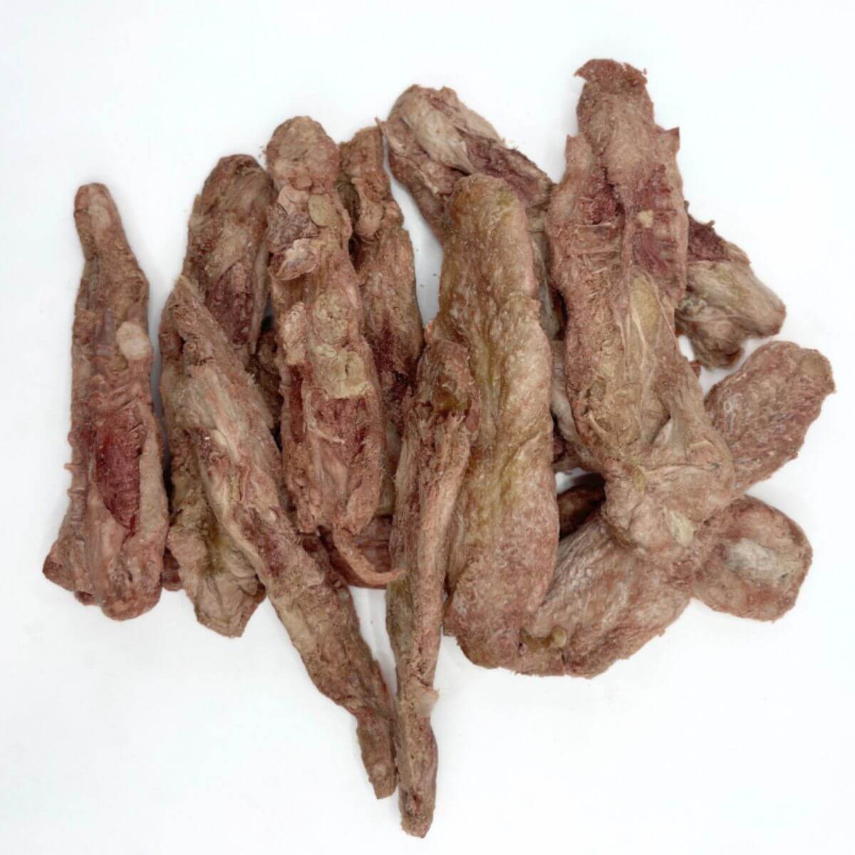 Freeze Dry Australia Quail Backs against a white background,