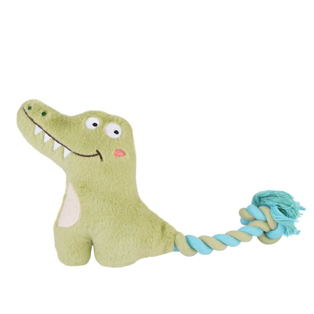 gigwi plush friendz crocodile with rope tail against a white background.
