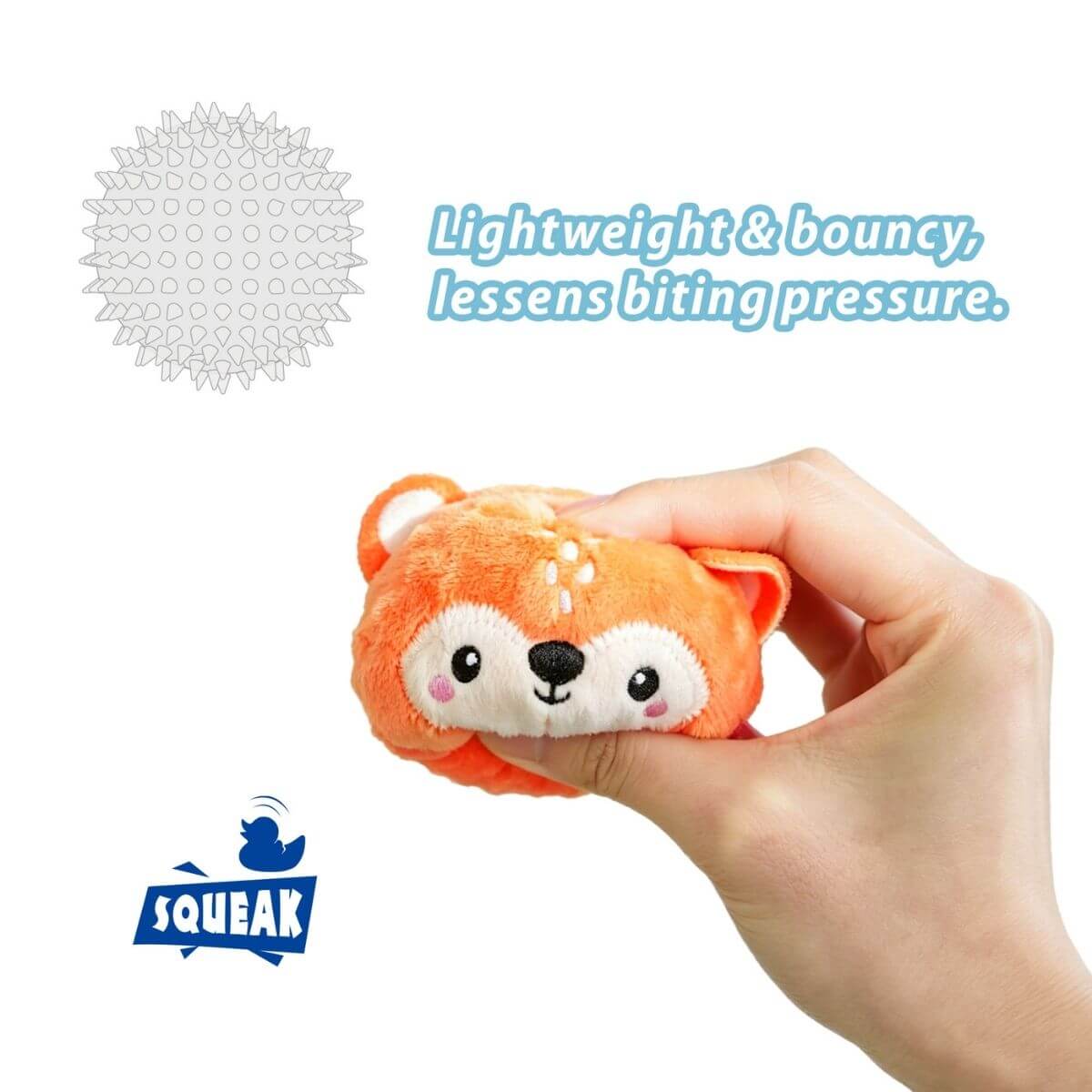gigwi pop fox with spiky ball against a white background.