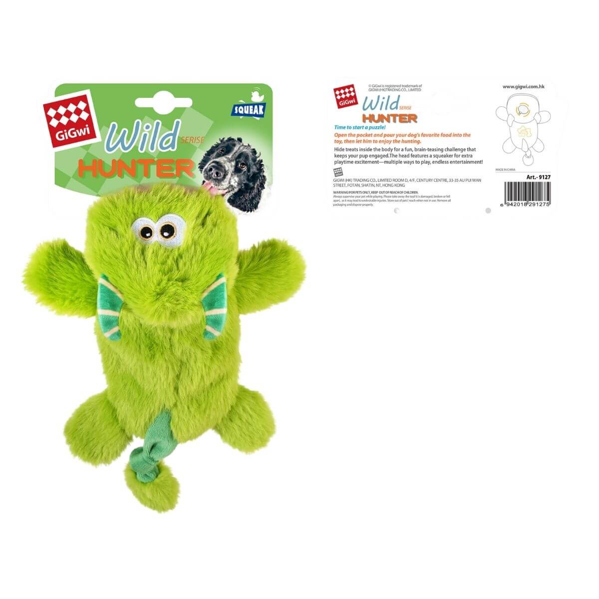 green wild hunter green monster against a white background.