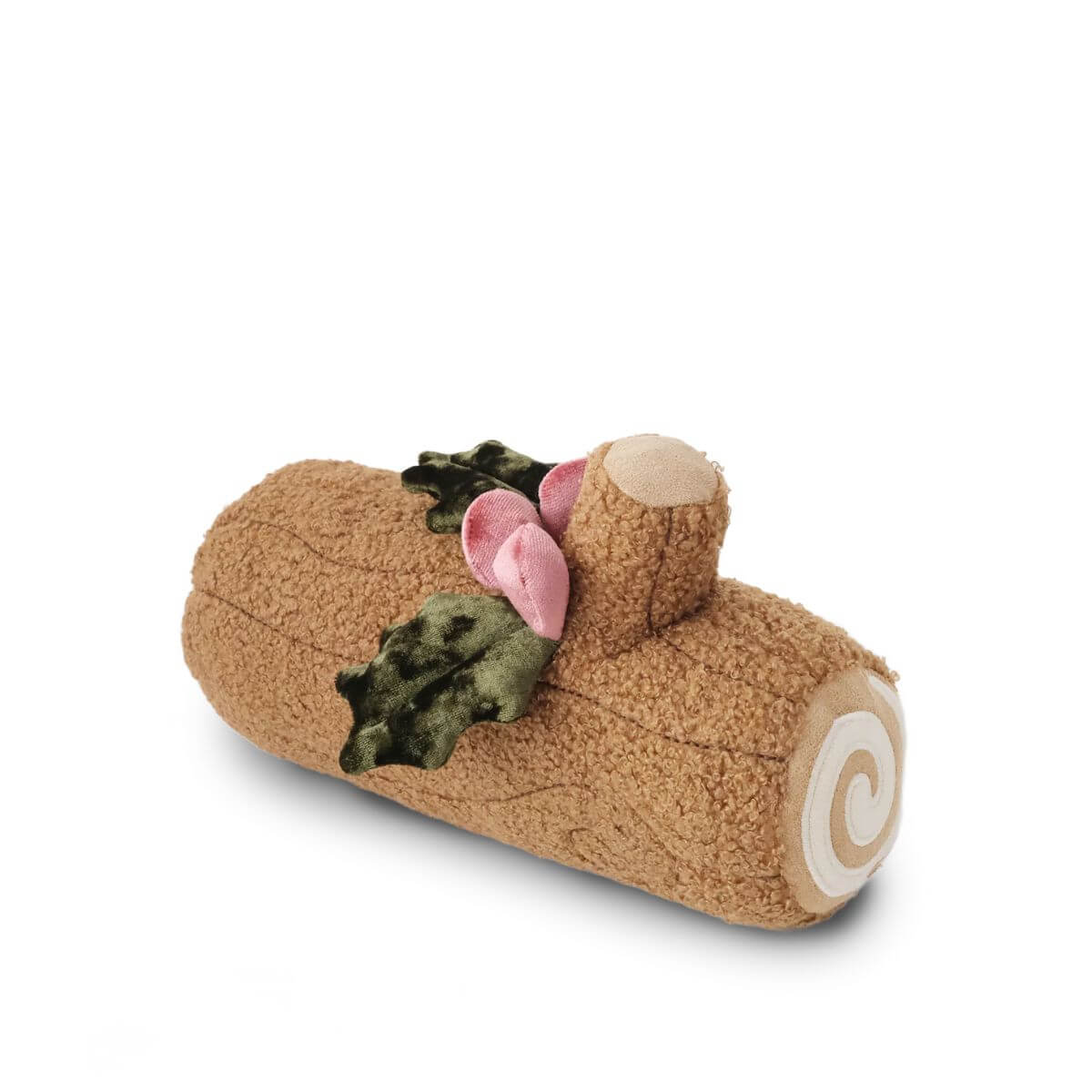 Lambwolf Yule Log Cake against a white background.