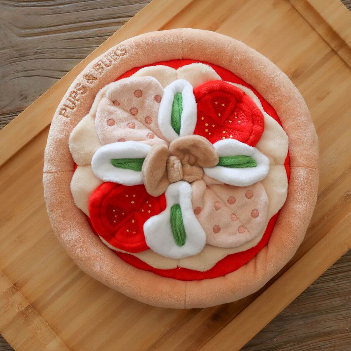 Pups & Bubs Pepperoni Pizza Snuffle Mat from top view.