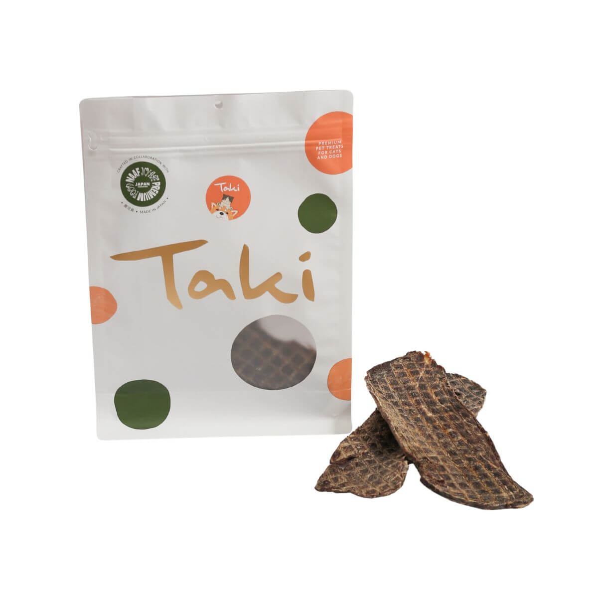 taki pets naaf wagyu premium jerky against a white background.
