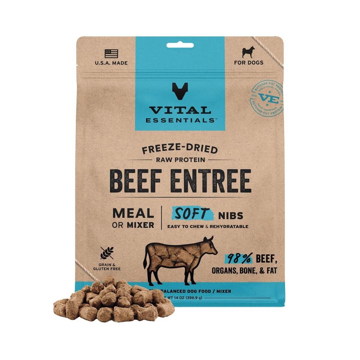 Vital Essentials Beef Soft Nibs against a white background.