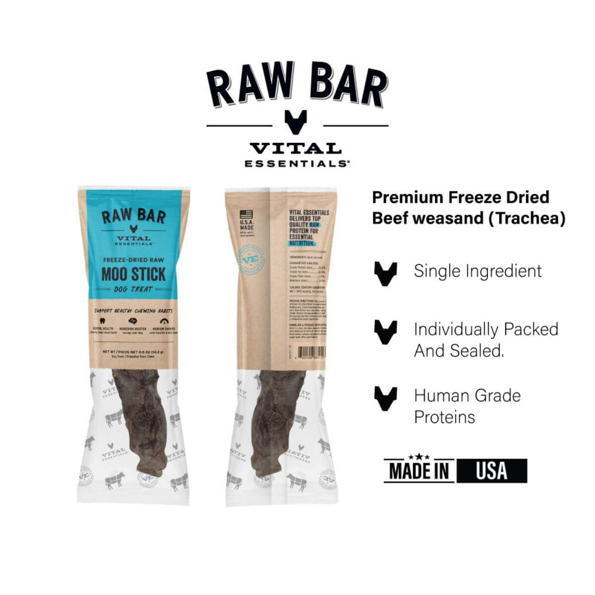 Vital Essentials Raw Bar Freeze-Dried Moo Bar Beef Weasand.