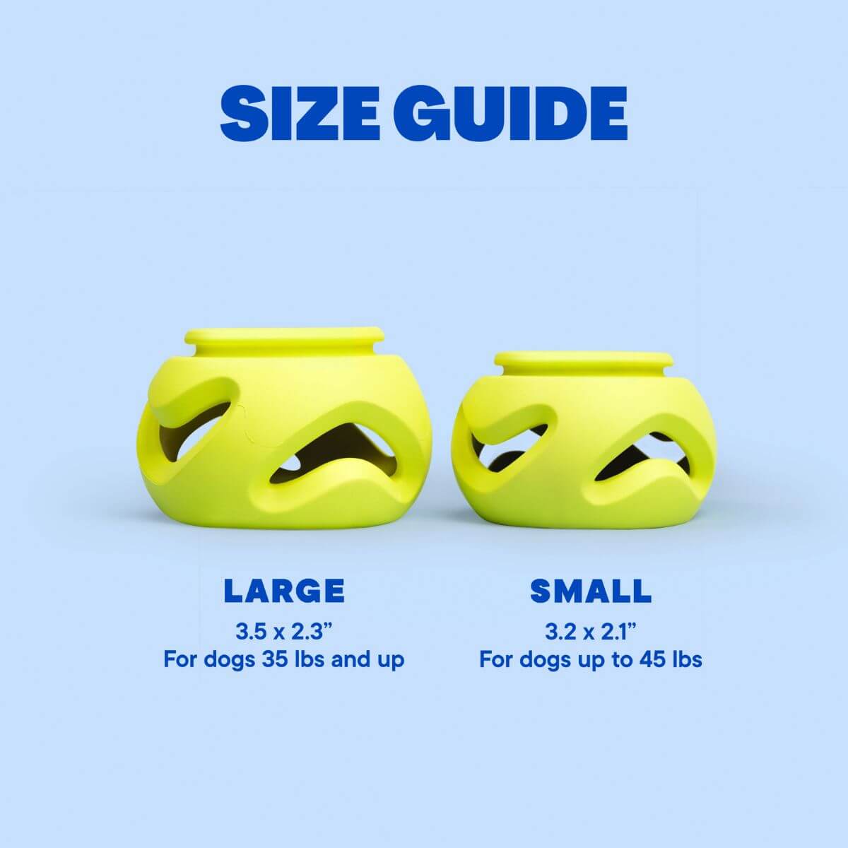 size guide for the waglab playstack the boomerang against a blue background.