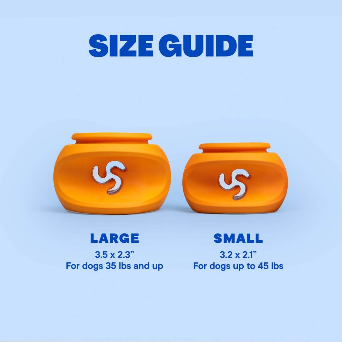 waglab playstack the bully size guide against a blue background. 