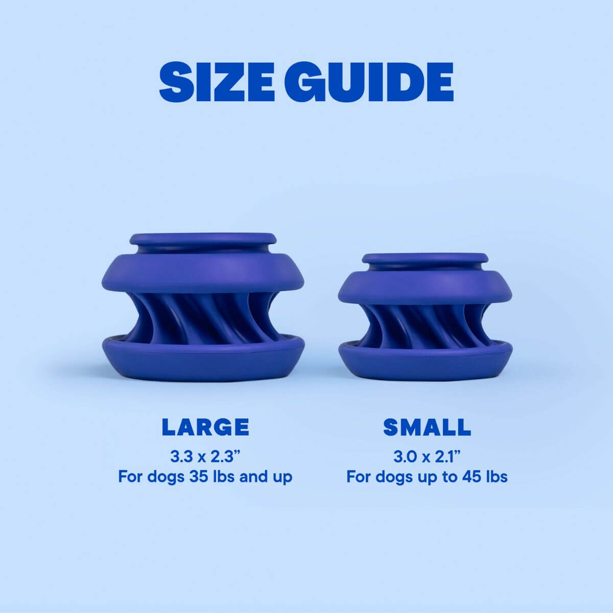 waglab playstack the slobber size guide against a blue background.