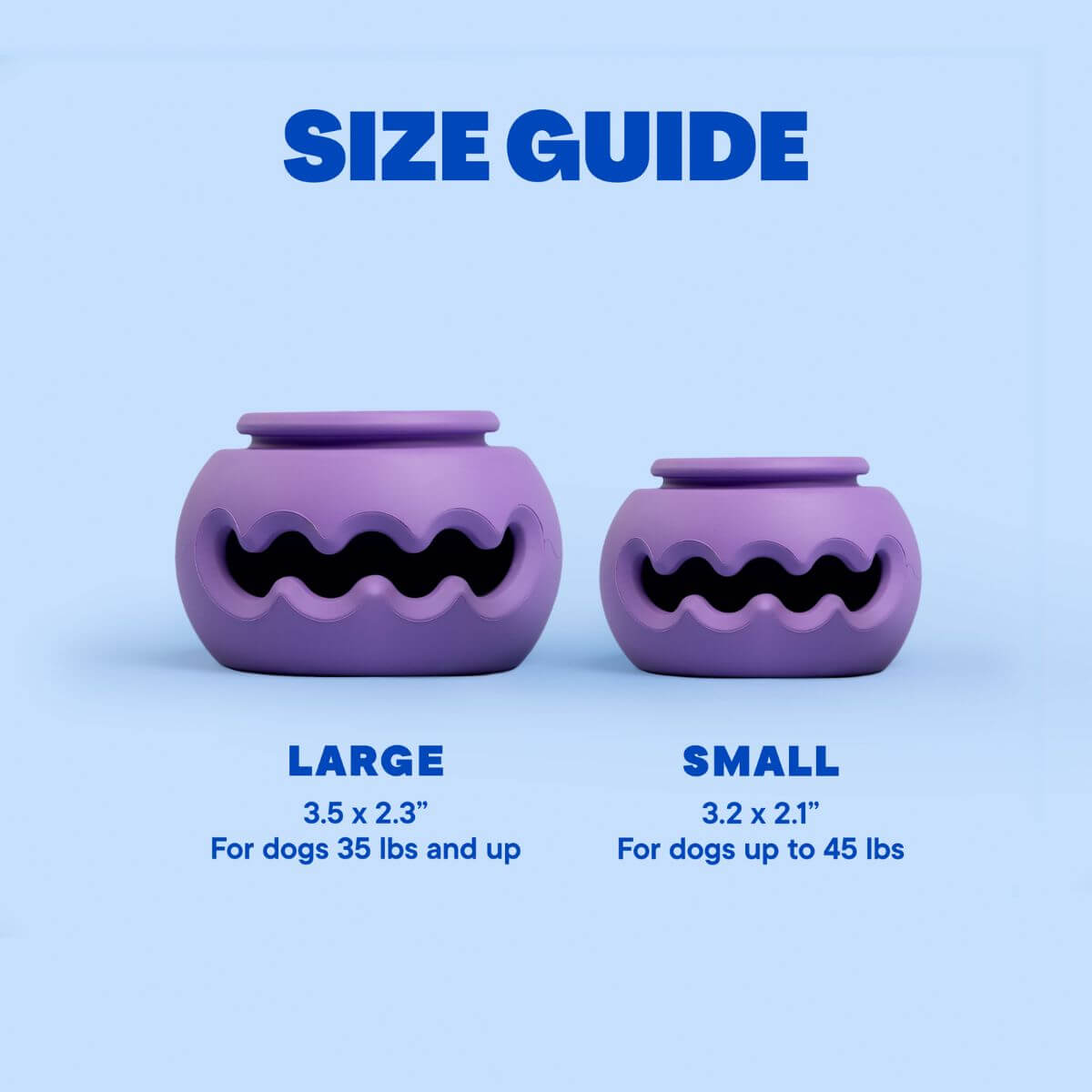 size guide for the waglab playstack the squiggle against a blue background.