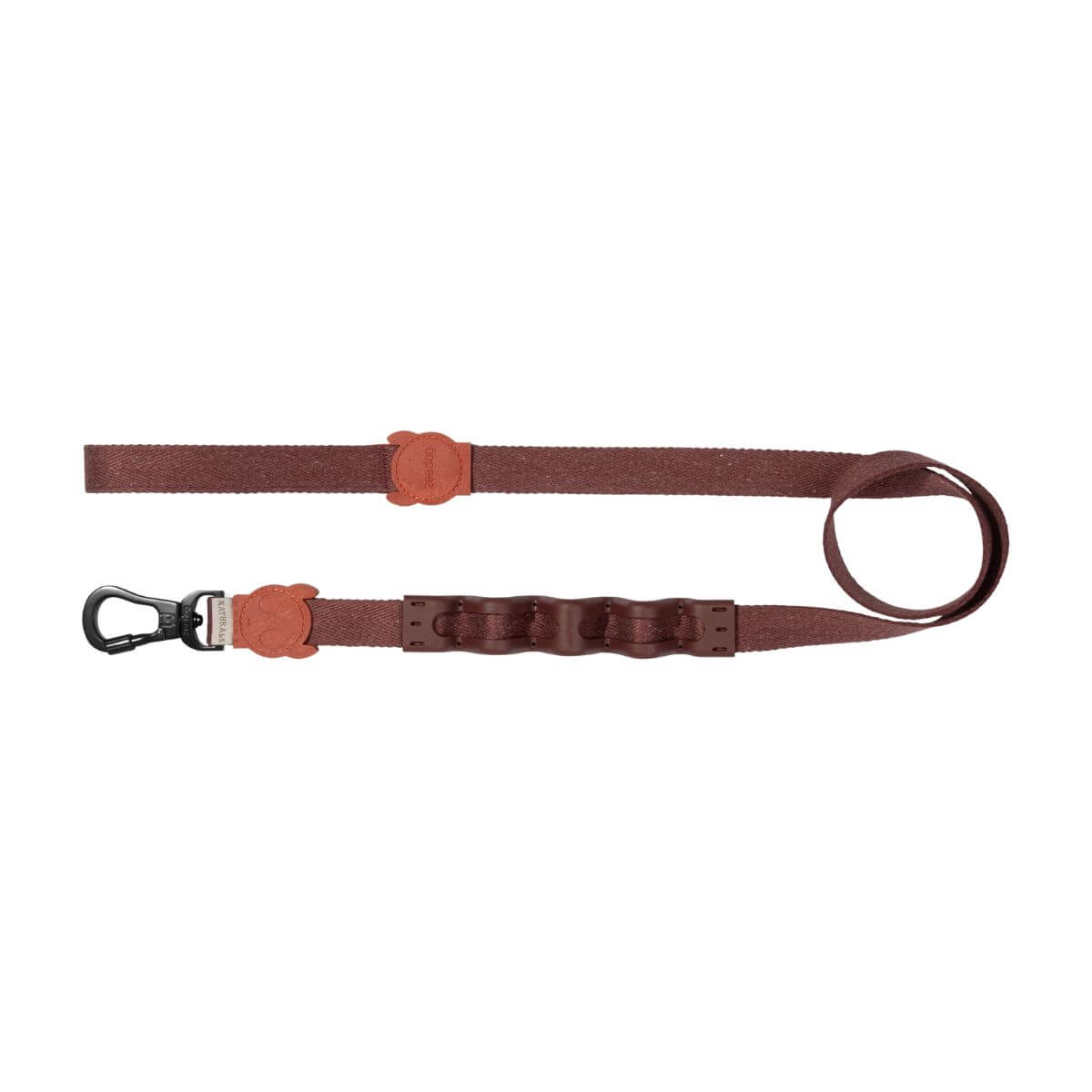 Zee.Dog Naturals Ruff Leash in Cocoa against a white backgound.