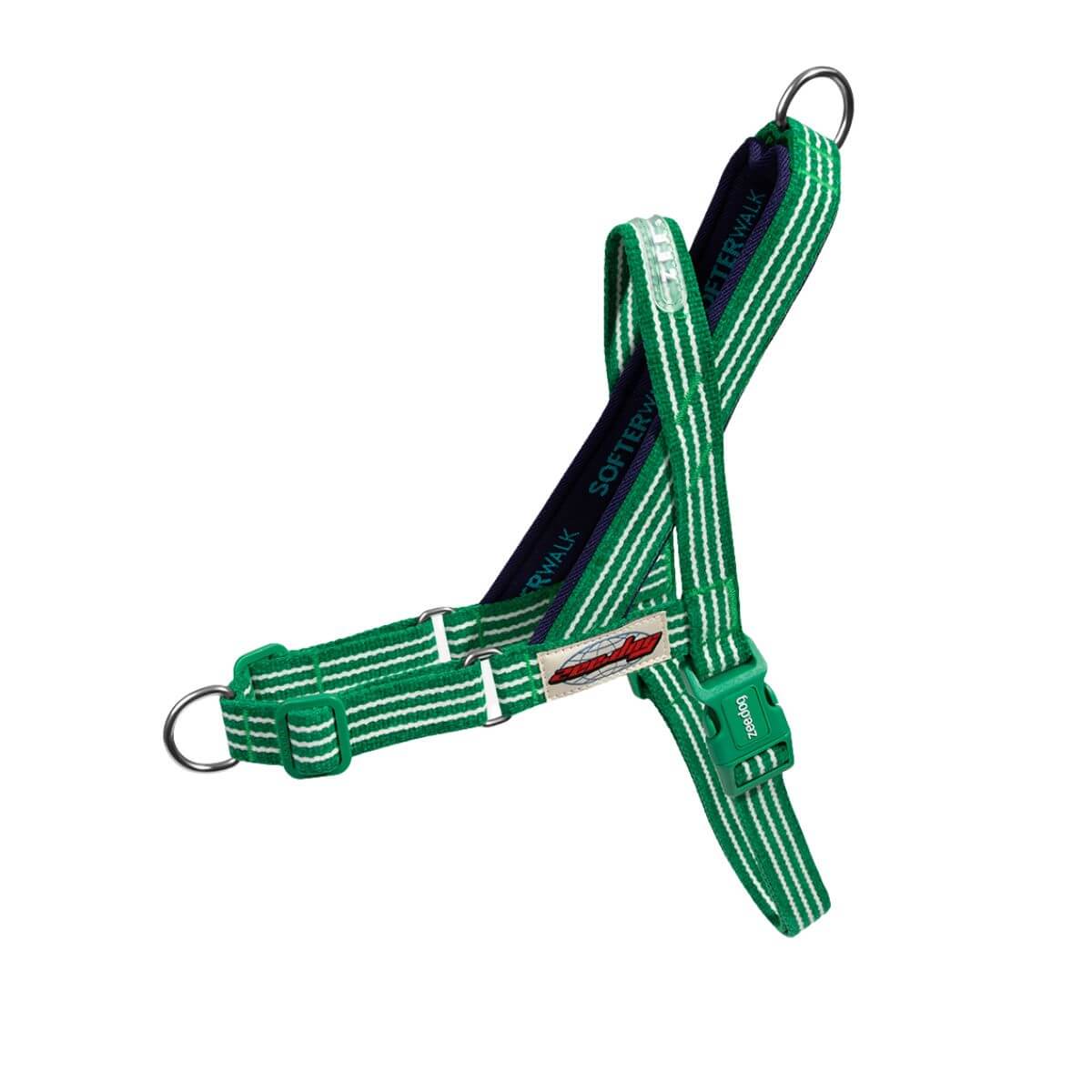 zee.dog softer walk velvet vibes vert harness against a white background.